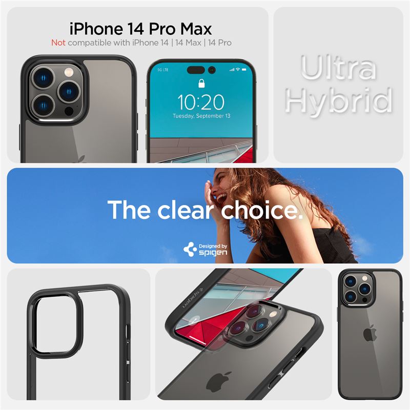Husa de protectie hibrida Spigen Ultra Hybrid pentru iPhone 14 Pro Max, negru mat (iPhone 14 Pro Max, ACS04817) by www.silkase.ro